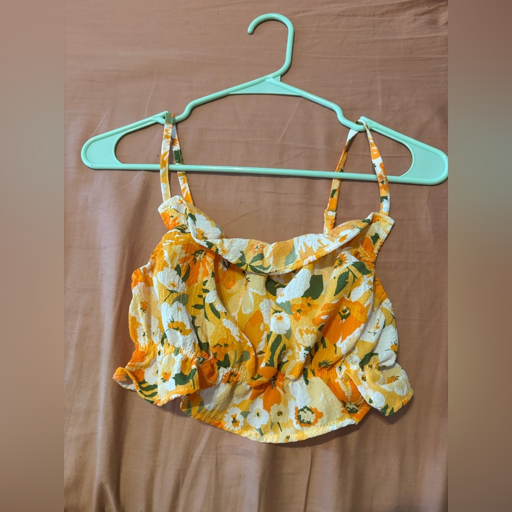 Women’s XS Orange Floral Crop Top